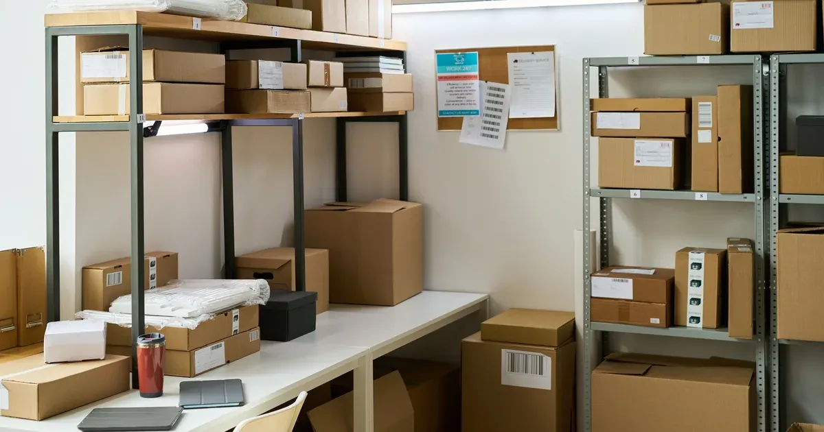 A well-organized garage with wall shelving, pegboard tool storage, and clear labeled bins — floor cleared, bikes mounted, everything in its zone.