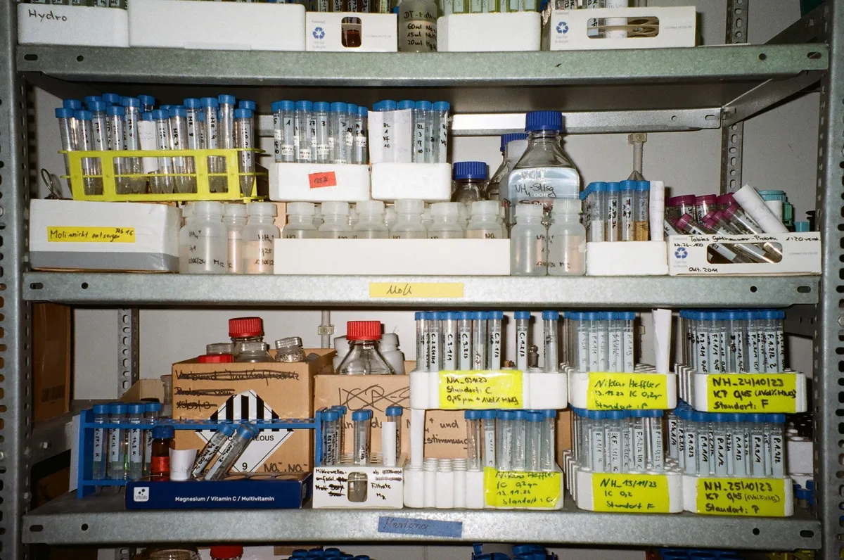 dark-painted pegboard on garage wall with hand tools and hooks